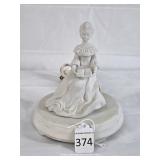 Bisque Lady Reading Figure on Lighted Base