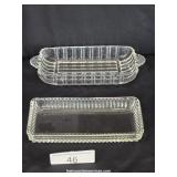 Two Glass Butter Serving Dishes