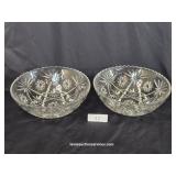 Two Large Starburst Glass Serving Bowls