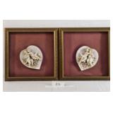 Two Framed On Point Ceramic Angel Wall Hangings