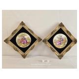 Two Framed Ceramic Romatic Era Wall Hangings