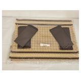 Four Woven Tan Placemats & Four Brown Napkins