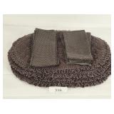 Four Brown Pin Dot Placemats & Napkins
