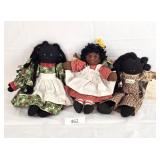 Three Black Americana Rag Dolls