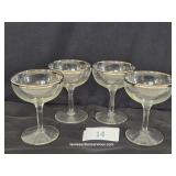 Four Platinum Rimmed Crystal Champagen Stemware