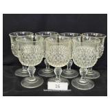 Seven 7" Pressed Glass Wine Stemware