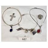 Sterling Silver Chokers Charms total Weight 144.7g