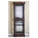 Six Shelf Wood & Glass Lighted Curio Cabinet