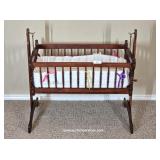 Wood Swinging Bassinet w/ Bumper & Pad