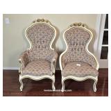 His & Hers Upholstered French Style Chairs