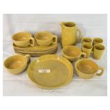 1991 Frankoma Stoneware Mustard Yellow Dishes