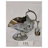 Silver Plate Sugar Scuttle With Spoon