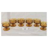 Set of Six Amber Medallion Sorbet Glasses