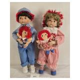 Kelly RuBert 20" Raggedy Ann & Andy Dolls & Stands