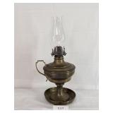Burnished Brass Oil Lamp - Broken Glass Chimney