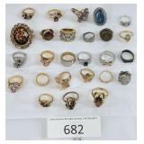 Collection Silver & Gold Tone & Electroplate Rings