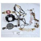 Mixed Lot Blouse Clips, Necklaces, Bracelets
