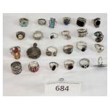 Sterling Silver Rings & Vial 182.9g Total Weight