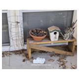Wood Outdoor Bench & Decor