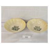 Pair Unmaked Antique Yellow Rose Bowls