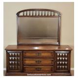 1960s-70s Large Nine Drawer Dresser w/ Mirror