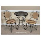 Three-Piece Wrought Iron Cafe Set - Table & Chairs