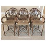 Six Metal Palm Design Bar Height Chairs