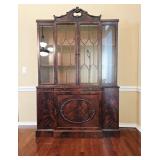 Early 1900s Two Piece Gothic China Cabinet