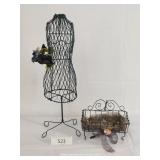 Small Black Wire Dress Dress Form & Basket