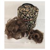 Floral Zippered Wig Box w/ Human Hair Wig & Fall