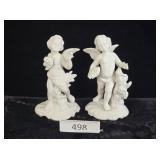 Pair N Dresden Angel Figures - Both Are Chipped