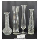 Mixed Lot Four Clear Glass Bud Vases