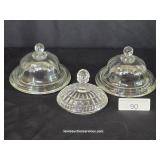 Three Orphaned Clear Glass Lids