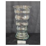 Large Ribbed Green Tinted Glass Vase