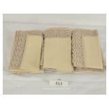 Eight Vanilla Linene & Lace Table Napkins