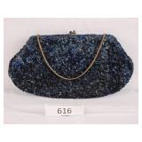 Blue Beaded Bag by Joseph Hand Beaded In France