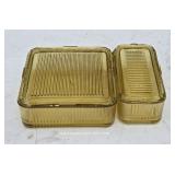 Large & Medium Federal Glass Gold Fridge Dishes