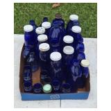 Collection of Vintage Blue Medicine Bottles & Jars