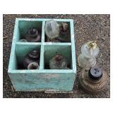Seven Oil Lamps & Lamp Parts - Two Chimneys