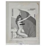 Steve Woron 1990 Betty Page Beach Blanket Print