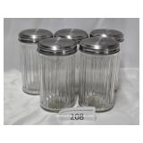 Five Glass & Metal Sugar Shakers