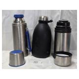 Three Large Metal Insulated Hot-Cold Thermos