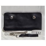 Embassy Heavy Black Leather Wallet on Chain NEW