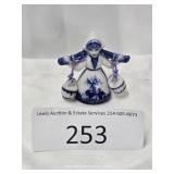 Ceramic Blue & White Dutch Girl Milkmaid Figure