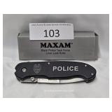 Maxam Black Police Task Force Liner Lock Knife