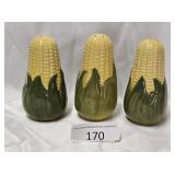 Shawnee Pottery Corn King Three Large Shakers