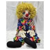 Tall Hand & Machine Sewn Cloth Clown Doll