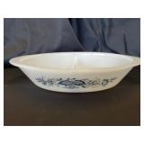 Large Glasbake J2352 Blue Onion Divided Dish