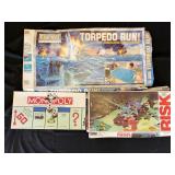 (3) Board Games Risk - Monopoly - Torpedo Run