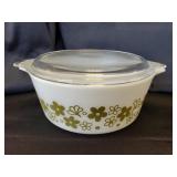 Pyrex 472 Spring Blossom Green 1.5pt Dish w/ Lid